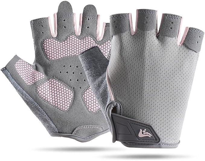 Womens Workout-Fingerless-Gloves with Anti-Slip Palm, Breathable-Grip-Sport-Gloves for Cycling Weightlifting Gym Sports Training