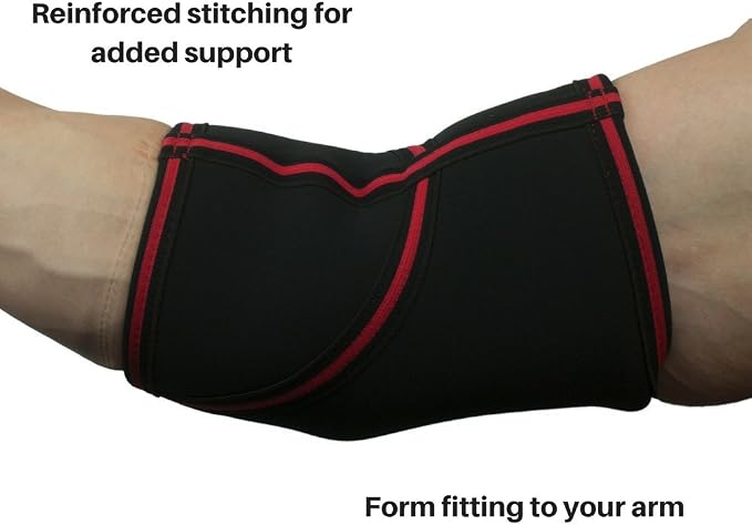 Gymreapers Elbow Sleeves for Weightlifting Powerlifting and Bench Press Support and Compression for Tendonitis Pain Relief 5mm Neoprene Training Gear for Men and Women