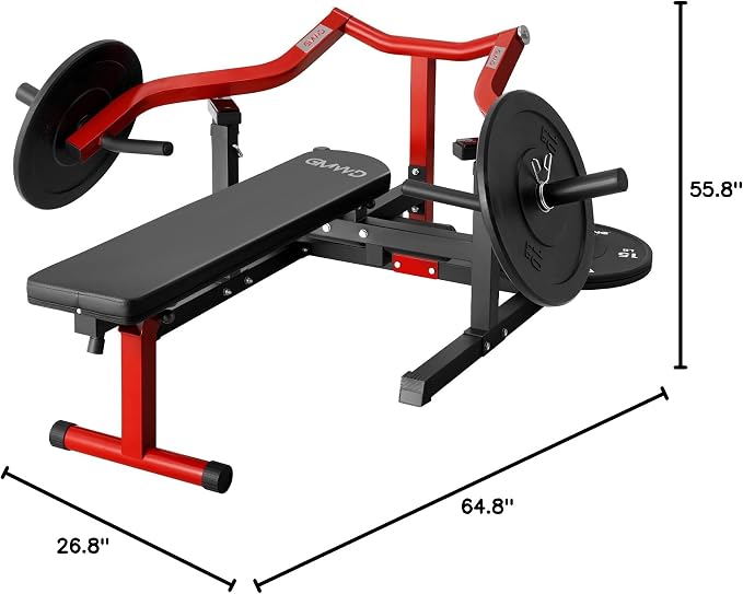 GMWD Chest Press Machine, Bench Press Machine with Independent Converging Arms, Adjustable Flat Incline Bench for Chest, AB Workouts, Shoulder Home Gym Equipment