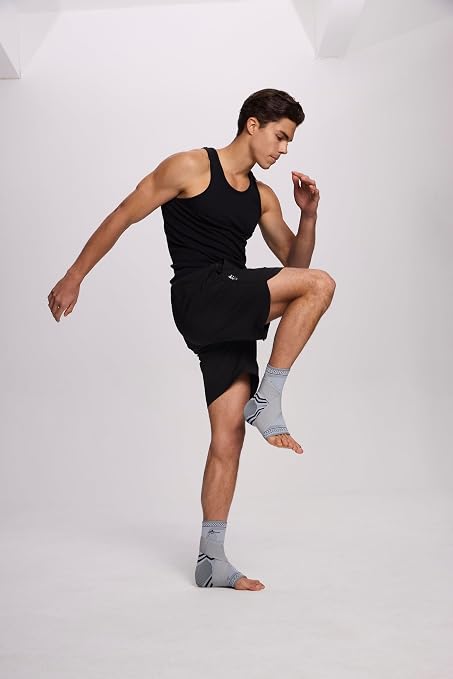 ABIRAM Ankle Brace for Men & Women - Adjustable Compression Sleeve with Wrap, Stability Support & Relief for Sprained Ankle, Plantar Fasciitis & Achilles Tendonitis - Breathable Running & Sports Gear