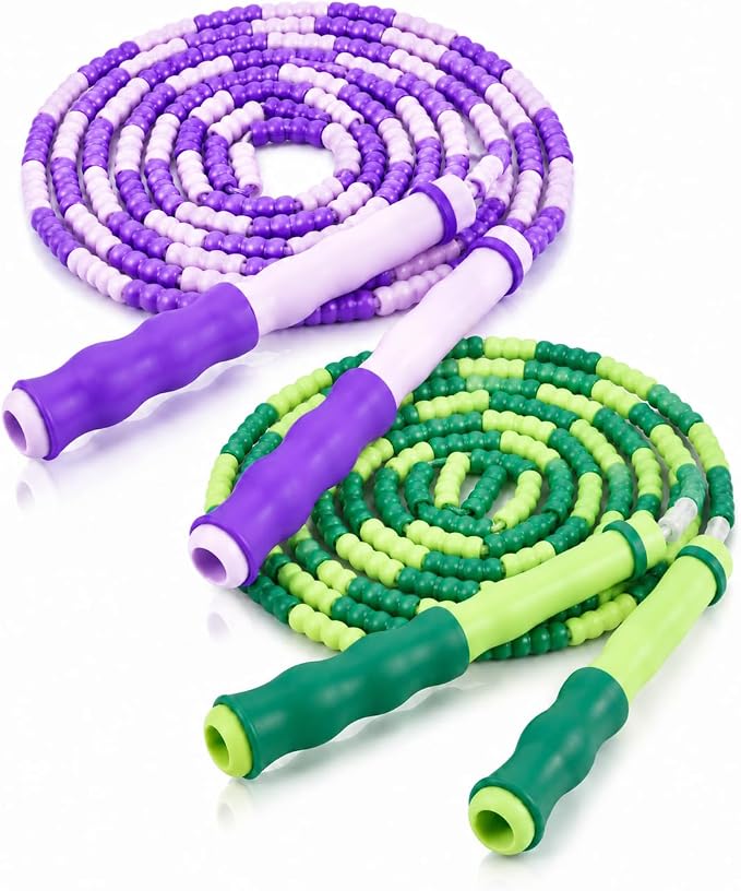 Jump Rope for Kids, Beaded Jumping Rope for 8-12, 9Ft Adjustable Skipping Rope with Soft Beaded, Tangle-Free Jumprope for Girls Boys, Students Outdoor Fitness Exercise