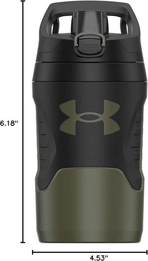 Under Armour 32 oz Insulated Water Bottles - Sports Water Jug with Fence Hook, Leak Resistant for Baseball, Football & More, 32 oz Insulated, Marine OD Green