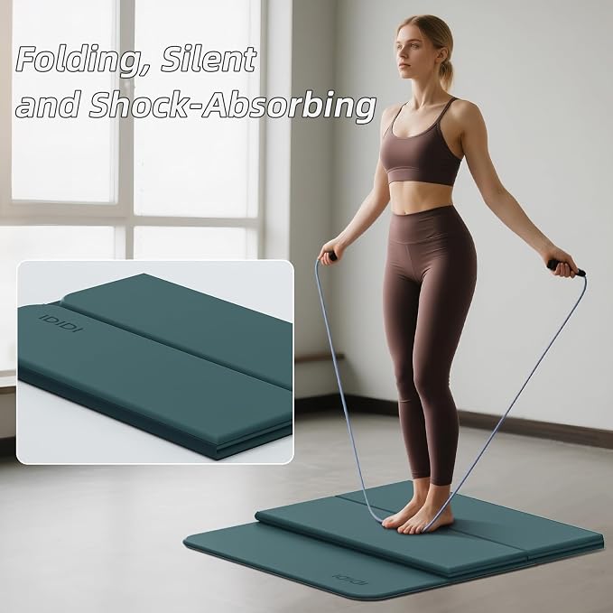 Foldable Yoga Mat Extra Thick 0.32 Inches(8mm) | SGS-certified, odorless POE. Non-slip surface & no curling edges. Great for yoga, Pilates & home gym.