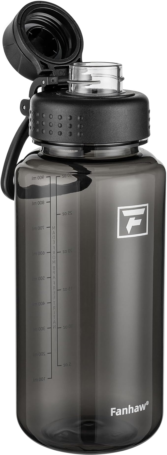 Fanhaw 32 oz Clear BPA-Free Tritan Water Bottle with Fast-Flow Spout Lid, BPA-Free & Leak-Proof Wide-Mouth Reusable Bottle for Gym, School & Office, Back to School Essentials (Black)