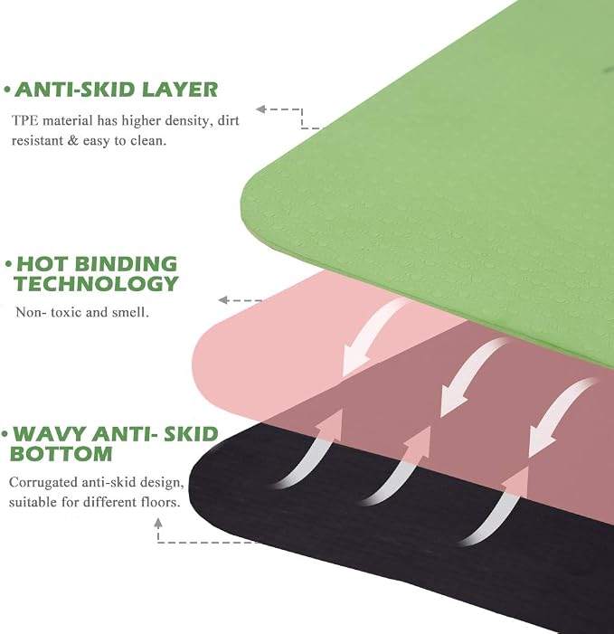 UMINEUX Yoga Mat Extra Thick 1/3'' & 2/5" Non Slip Yoga Mats for Women Eco Friendly TPE Fitness Exercise Mat with Carrying Sling & Storage Bag