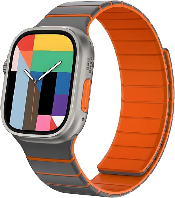 X-it Magnetic Watch Band for Apple Watch Ultra 49mm, 46mm/45mm/44mm, Silicone Sport Strap with Strong Magnet for Men and Women, Compatible with Apple Watch Series 11/10/9/8/7/6/5/4/3/2/1 and SE