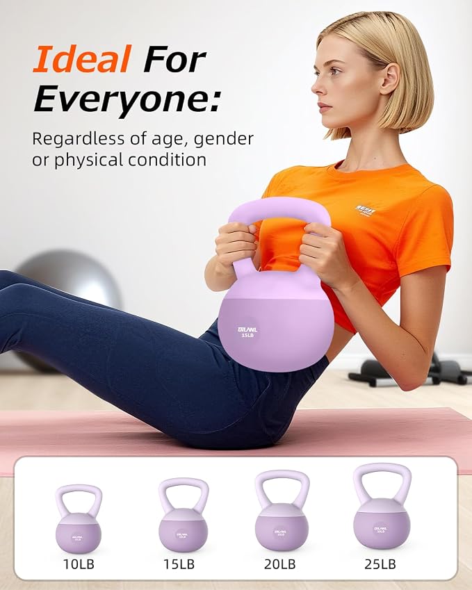 Soft Kettlebell, Safe Strength Training Kettle bell, Cushioned Impact | Resistant Base and Anti-Slip Grip Weight, Kettlebells Set for Home Workouts and Men/Women/Beginners,With Non-slip Gloves