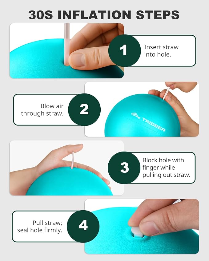 Trideer 9-Inch Pilates Ball, Small Exercise Ball Pilates Equipments for Yoga, Physical Therapy, Pregnancy, Postpartum, Core Training, Balance, Stability and Stretching