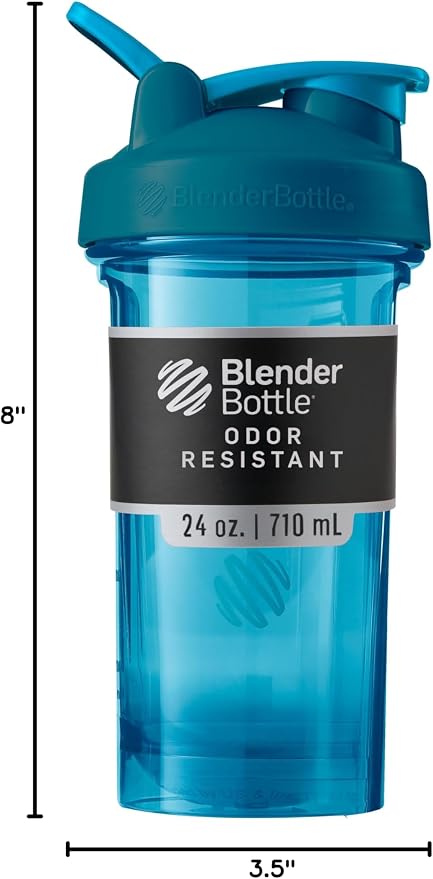 BlenderBottle Shaker Bottle Pro Series Perfect for Protein Shakes and Pre Workout, 24-Ounce, Ocean Blue