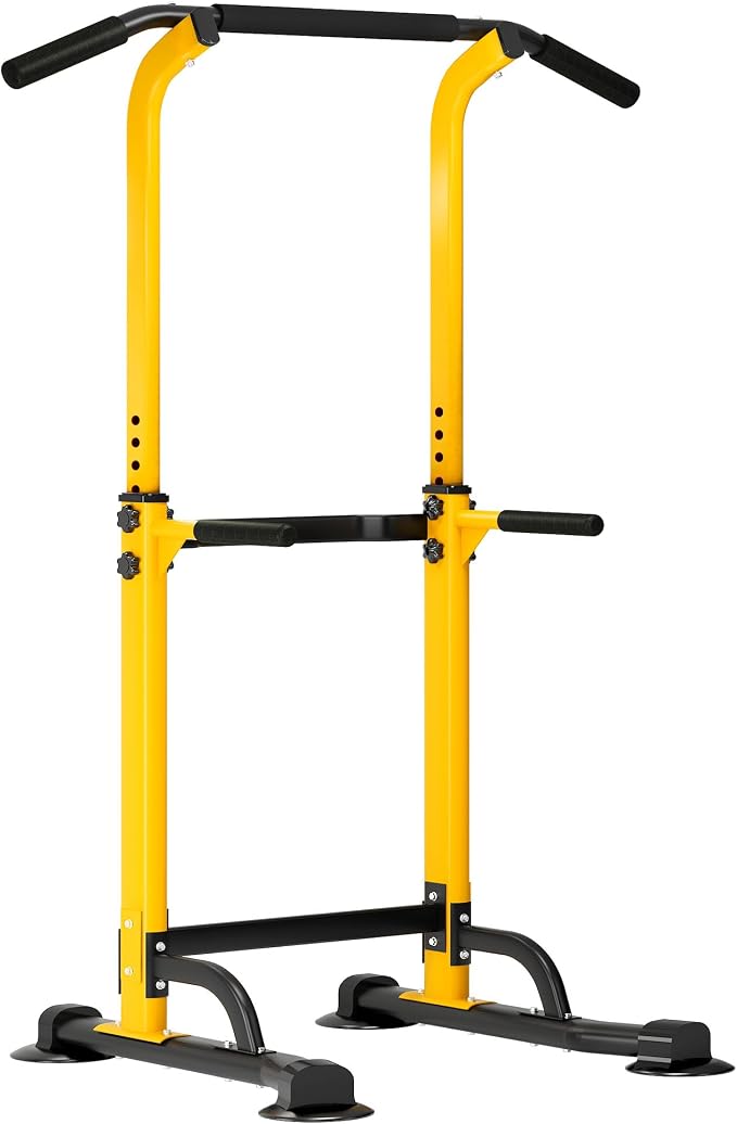 DlandHome Power Tower Pull Up Bar Dip Station,Adjustable Height Dip Stand | Multi-Function Fitness Equipment for Strength Training Home Gym,Stable Steel Frame for Pull Ups Dips Push Ups,Supports 330LBS