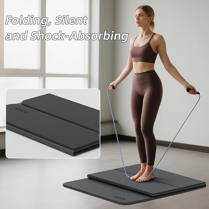 Foldable Yoga Mat Extra Thick 0.32 Inches(8mm) | SGS-certified, odorless POE. Non-slip surface & no curling edges. Great for yoga, Pilates & home gym.