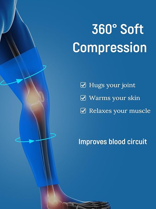Leg Compression Sleeve, Stays in Place, Snug Fit, Pack of 1, Large | Soft Breathable Material, Upgraded Silicone Band, Mid-Thigh Knee Calf Support, Reduce Leg Soreness, Daily Wear, Workout