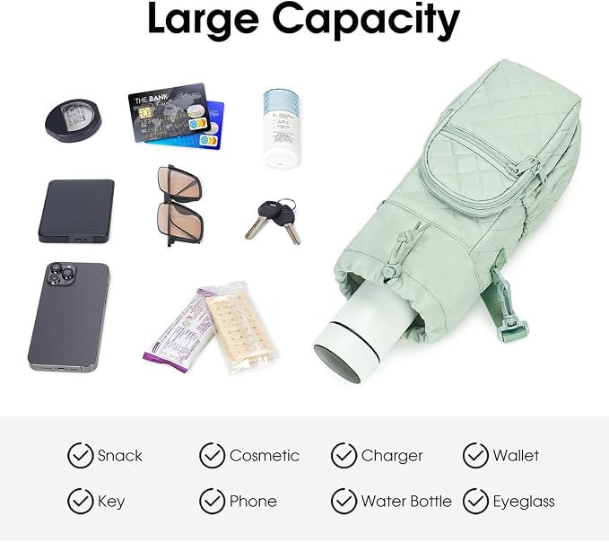 sportsnew 40oz Insulated Crossbody Water Bottle Bag Gym Hiking Phone Pocket | Water-resistant Lining, Padded Strap, Top Handle, Drawstring, Phone Pocket, Elastic Slots, Built-In Key Clip for Gym Walking