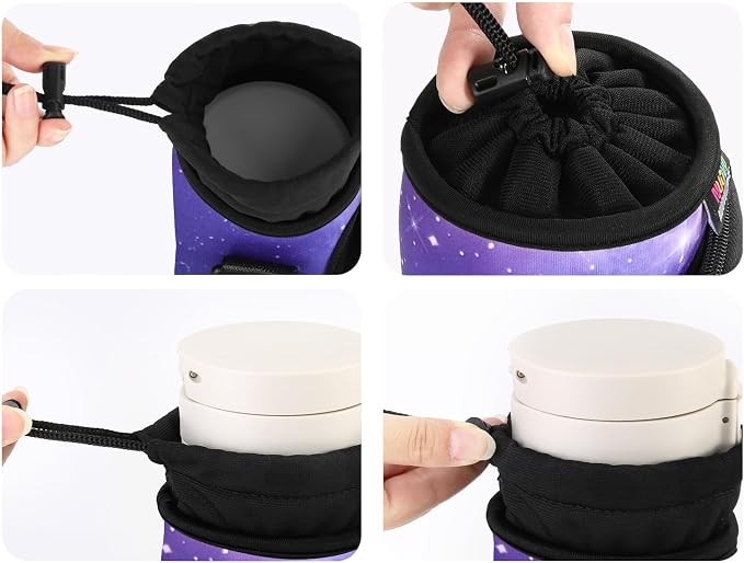 Nuovoware Water Bottle Carrier Bag, 25oz/32oz, StarrySky Purple | Adjustable Shoulder Hand Strap, 2 Pocket, Sling Neoprene Sleeve, Sports Water Bottle Accessories