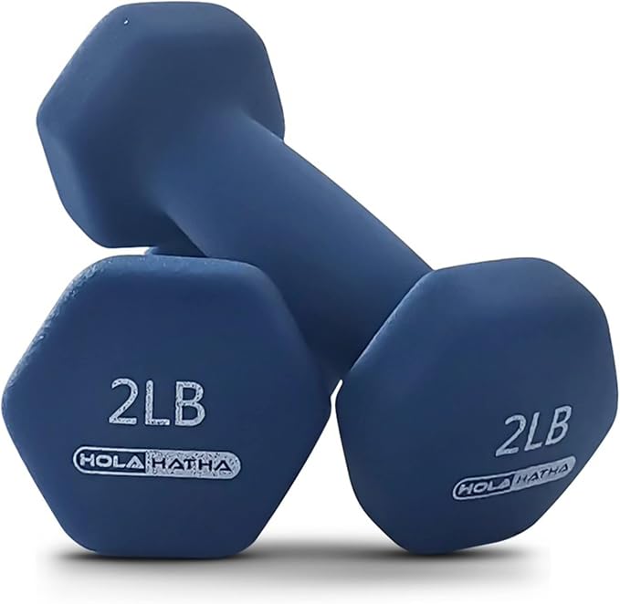 HolaHatha 1, 2 and 3 lb Neoprene Dumbbell Strength Training Weight Set with Rack