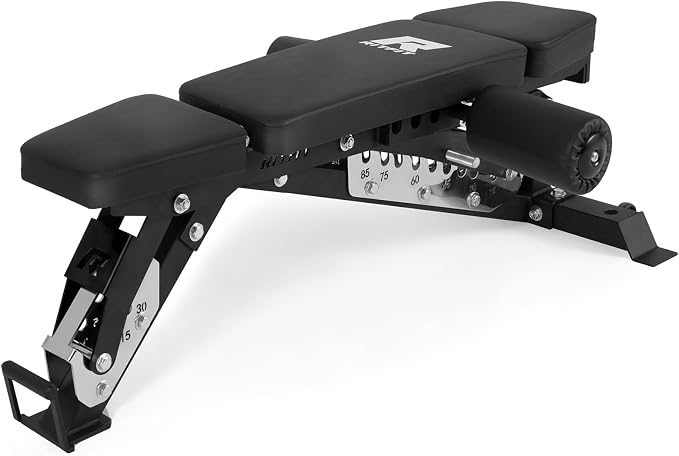 RitFit 3-Section Adjustable Weight Bench for Home Gym, 1600LB Capacity | Incline Decline Flat, 10 Backrest & 5 Headrest Positions, Full Body Strength Training with 14GA Steel Frame