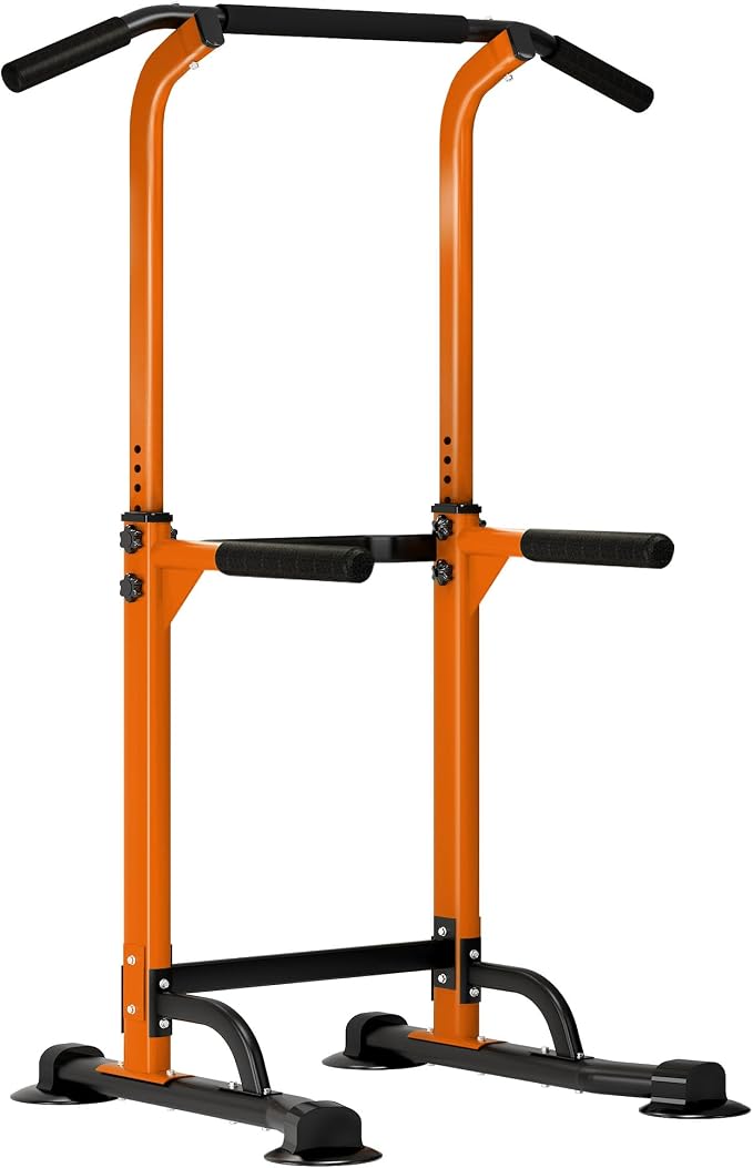 DlandHome Power Tower Pull Up Bar Dip Station,Adjustable Height Dip Stand | Multi-Function Fitness Equipment for Strength Training Home Gym,Stable Steel Frame for Pull Ups Dips Push Ups,Supports 330LBS