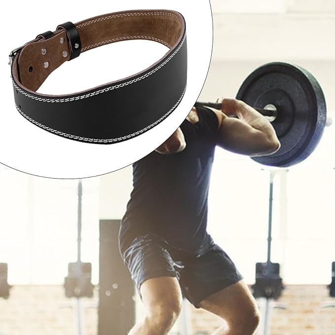 harayaa Weight Lifting Belt Adjustable Powerlifting Lumbar Back Support Sports Waistband PU Leather Double Prong Suitable for Men Women Gym Training