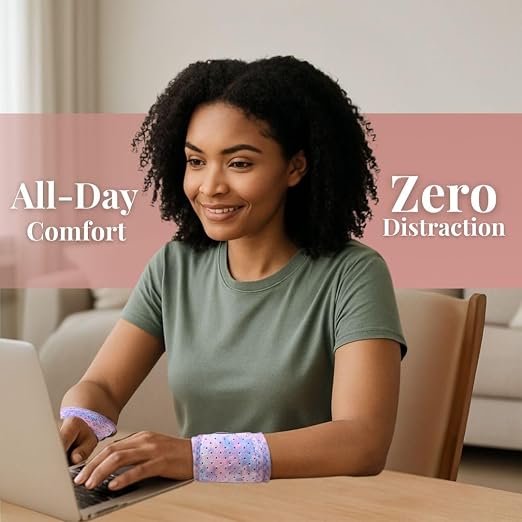 Carpal Tunnel Wrist Brace Left Hand, Right Hand for Women, Day or Night Compression Wrist Support Brace for Fitness, Keyboard Use, or Overnight Support, 2 Pack, Purple Tie Dye Print