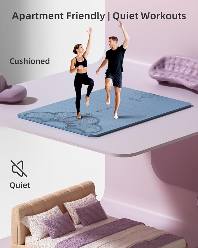 Large Yoga Mat (75.5"x47.6"x0.4"๏ผExtra Wide & Thick 10mm | Non-Slip Exercise Mat, High-Density TPE Mat for Yoga Pilates & Home Gym Workouts