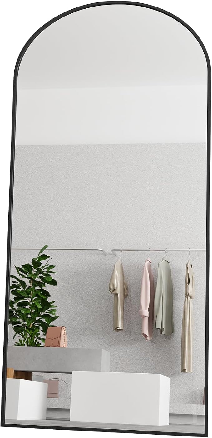 LFT HUIMEI2Y 71"x32" Arch Full Length Mirror, Black Floor Mirror | Tempered Oversized Mirror Full Body with Aluminum Alloy Frame; Standing, Leaning, or Wall Mount for Bedroom, Living Room
