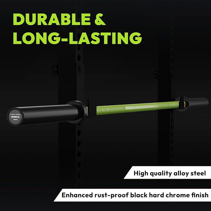 HANDBODE 7 FT Olympic Barbell 45 LB, 2-Inch Weight Bar, 1000 LB | Needle Bearings, Knurled Grip, Hard Chrome Coating, Powerlifting, Bench Press, Deadlift, Squat, Hip Thrusts And Cleans