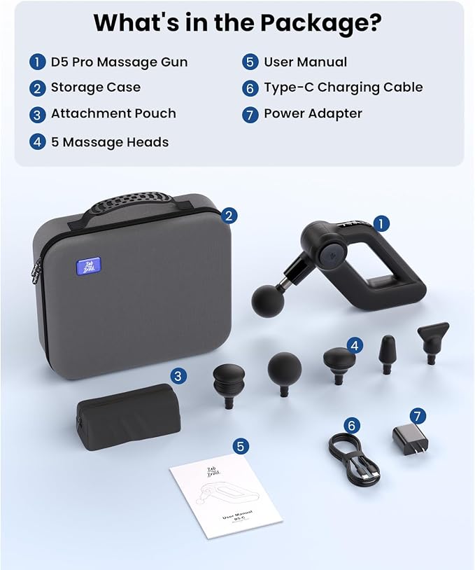 BOB AND BRAD D5 Pro Massage Gun with 13mm Amplitude, FSA-HSA Eligible, Professional Deep Tissue Percussion Massage Gun, Ergonomic D-Handle for Effortless Muscle Pain Relief, Birthday Gift for Men