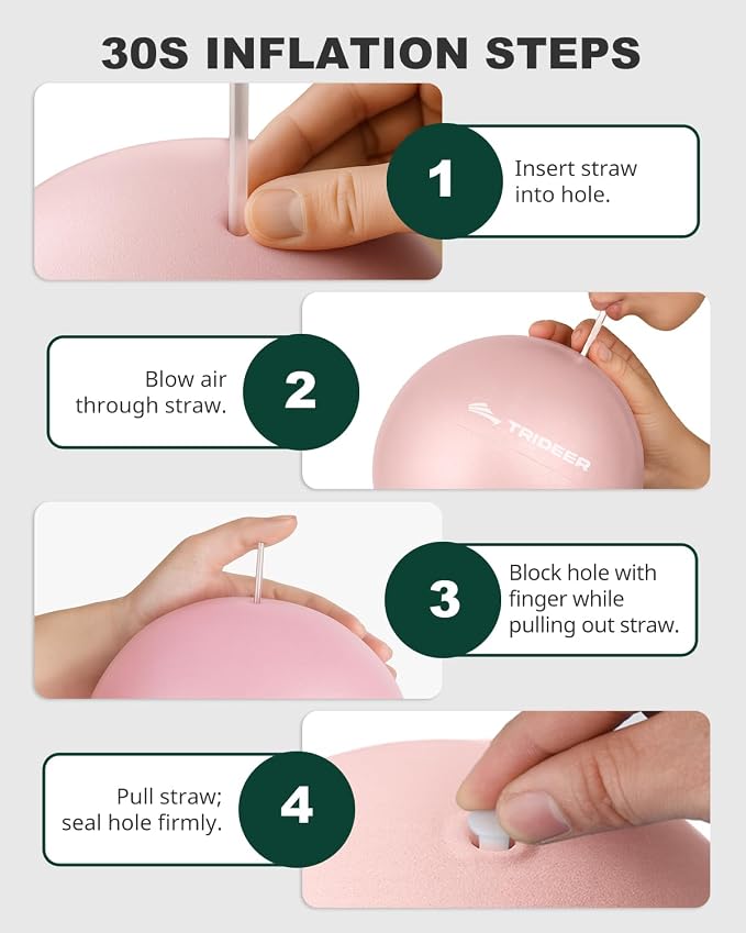 Trideer Yoga Ball for Exercise, Pilates, Core & Balance Training, Stability Ball for Pregnancy & Birthing Prep, Physical Therapy, Daily Stretching, Office Chair for Active Sitting, Quick Pump Included