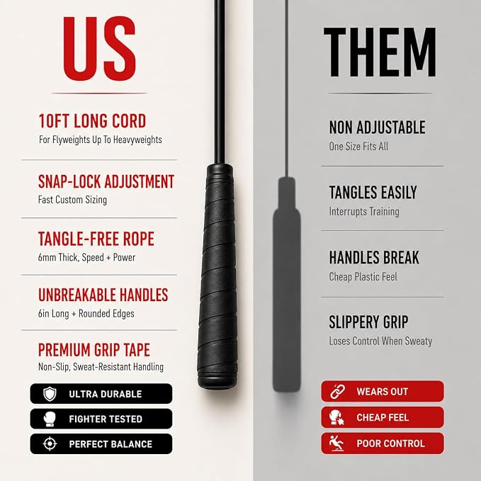 Damage Fight Gear Boxer Speed Rope, Lightweight PVC Skipping,Jumping Rope, Non-Slip PVC Plastic Handles and Matte Coated Tangle-Free Jump Rope for Boxing, MMA, Martial Arts