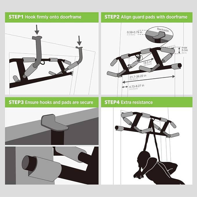 KAKICLAY 2026 Upgrade Multi-Grip Pull Up Bar with Smart Larger Hooks Technology - USA Original Patent, Designed, Shipped, Warranty