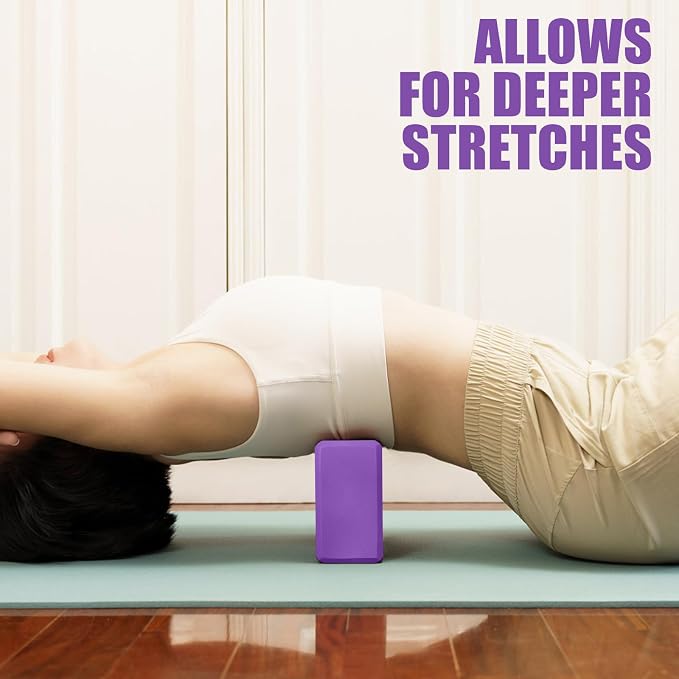 Septo 2 Pcs Yoga Blocks, 9x6x3 Inch Foam Blocks for Pilates | High density EVA foam Yoga Props lightweight non-slip surface for meditation stretching balance training
