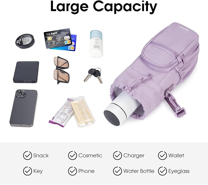 sportsnew 40oz Insulated Crossbody Water Bottle Bag Gym Hiking Phone Pocket | Water-resistant Lining, Padded Strap, Top Handle, Drawstring, Phone Pocket, Elastic Slots, Built-In Key Clip for Gym Walking