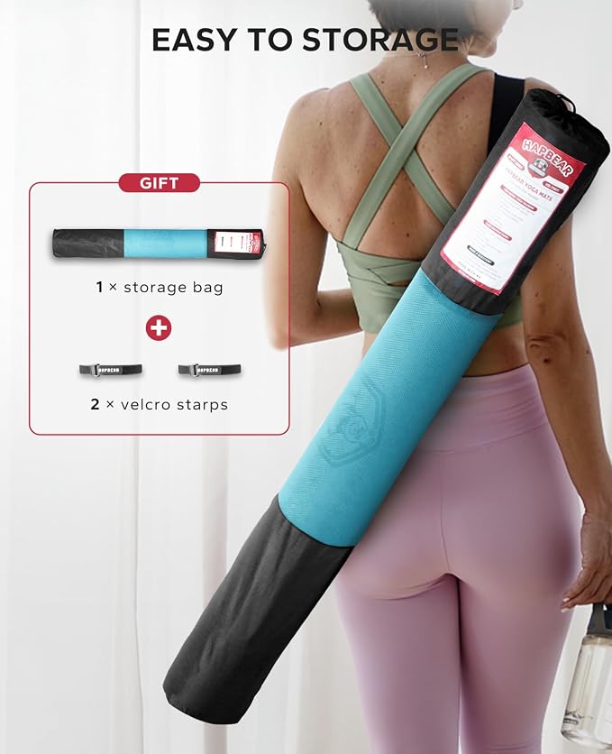 HAPBEAR Extra Large Yoga Mat - 72"x48"x6mm (1/4 inch), Non-Slip, Durable, Thick Wide Exercise Mat for Home Workouts, Yoga, Pilates, Stretching and Cardio Workouts