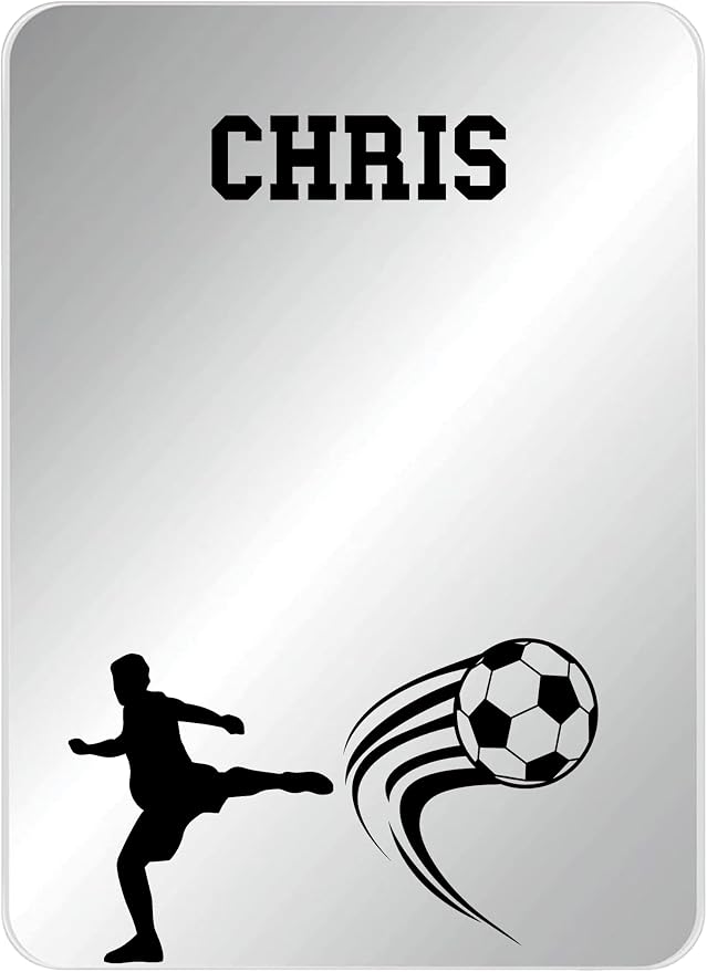 Personalized Sports Player Fan Team Club Locker Mirror Magnet – Back to School Decor, Colorful Magnetic Organizer Accessory for Gym, Home, Office & Refrigerator (Soccer Male)