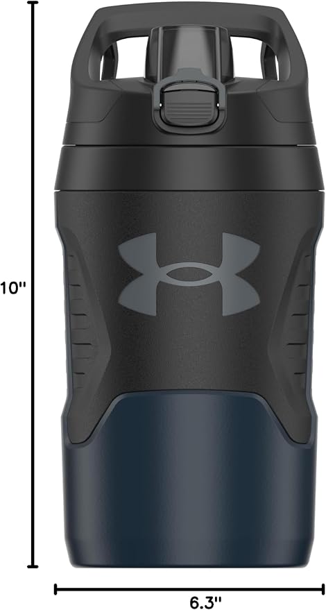 Under Armour 32 oz Insulated Water Bottles - Sports Water Jug with Fence Hook, Leak Resistant for Baseball, Football & More, 32 oz Insulated, Academy/Black