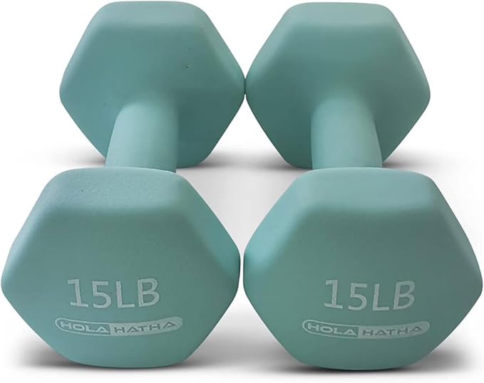 HolaHatha 1, 2 and 3 lb Neoprene Dumbbell Strength Training Weight Set with Rack