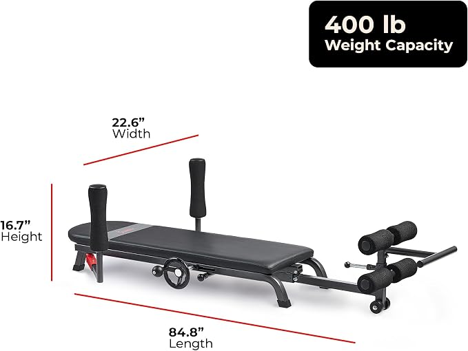 Sunny Health & Fitness Decompression Stretch Table for Back Pain Relief | No-Hang Inversion Therapy, 400LB Capacity, Precise Stretch Control, Spinal Alignment Support, Improved Flexibility