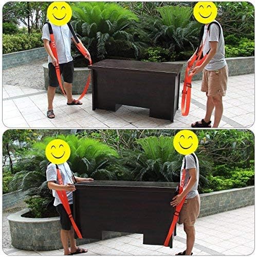 Moving Straps 2-Person Lifting and Moving System Adjustable Shoulder Lifting Carrying and Moving Straps Easily Move Lift Carry Secure Furniture Heavy Objects Orange