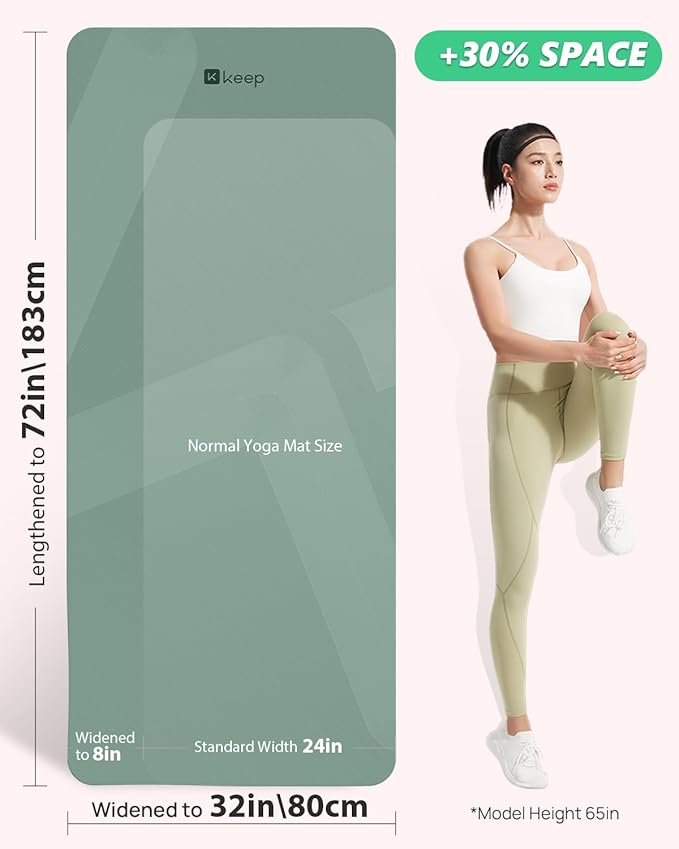 KEEP Extra Wide Yoga Mat, 7mm Thick 72" x 32" Exercise Mat | 7mm thick Extra wide yoga mat with carry strap for home workout, yoga, exercise and Pilates