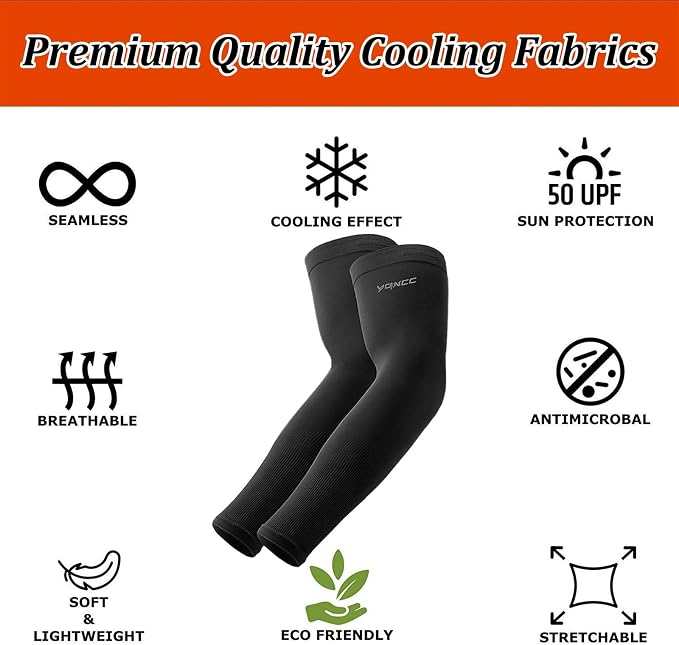 YQXCC Arm Sleeves Cooling UV Sun Protection Sport Compression for Men Women | UPF50, Tattoo Coverage, Lightweight, Breathable, Seamless Cover Arms, Daily Wear, Outdoor Work, Basketball Baseball Golf