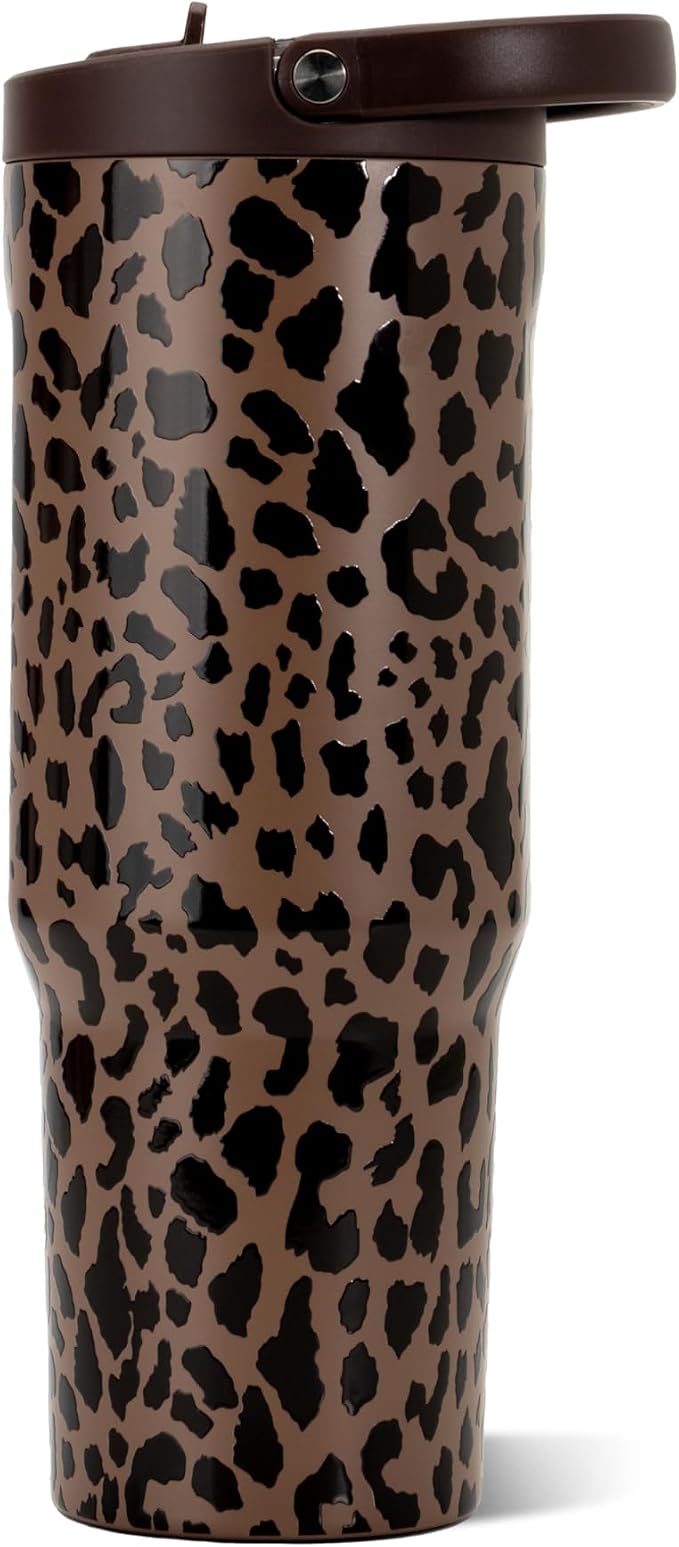 HydroJug Sport 32 oz Insulated Stainless Steel Water Bottle, Brown Leopard