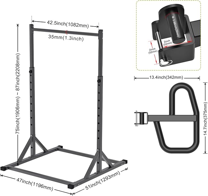SELEWARE Dip Bar Attachment for Power Rack, 2 x 2 Tube, Multi Grip Handle | Fully Welded Steel Design, Stable Support for Dips, Pull Ups and Strength Training, Ideal for Home Gym Workouts