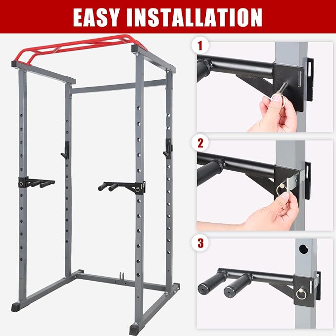 Dip Bar Attachments for 2" x 2" or 3" x 3" Power Rack - Narrow & Wide Dips Double Handles (Patent Pending)