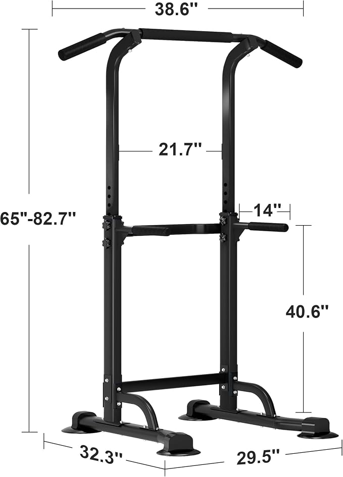 SogesHome Multi-Function Power Tower Pull Up Bar Dip Station for Home Gym | Height Adjustable PullUp Dip Stand, Full Body Strength Training Equipment, Fitness Workout for Push Ups Dips, 330LB Capacity