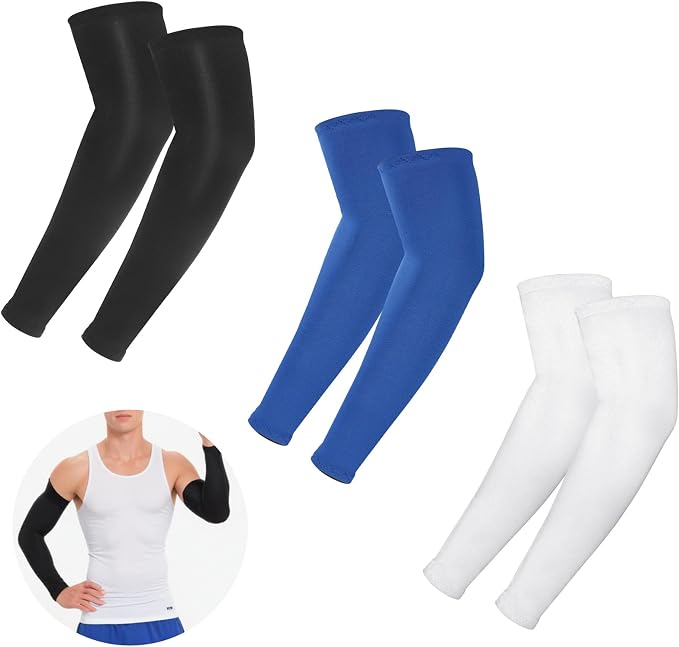 3Pairs Arm Sleeves for Kids, Outdoor Breathable Elastic Ice Sleeve for Youth Basketball Football Baseball Sports