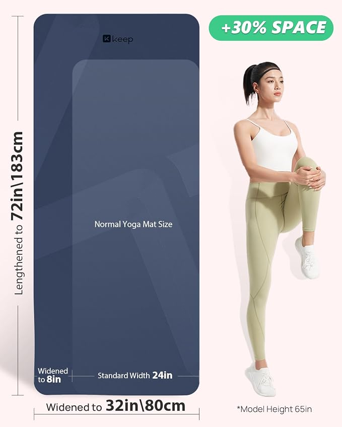 KEEP Extra Wide Yoga Mat, 7mm Thick 72" x 32" Exercise Mat | 7mm thick Extra wide yoga mat with carry strap for home workout, yoga, exercise and Pilates
