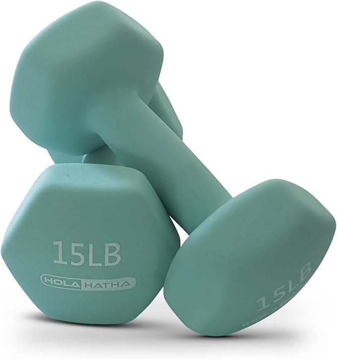 HolaHatha 1, 2 and 3 lb Neoprene Dumbbell Strength Training Weight Set with Rack