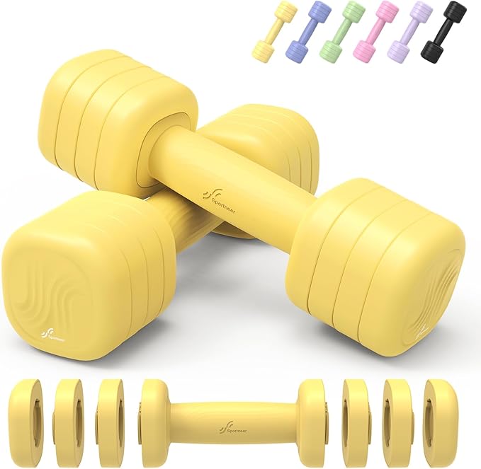 Adjustable Dumbbell Set of 2: Sportneer 4 in 1 Free Weights Dumbbells Set for Women, Hand Weights for Women at Home, Available in 5 lb × 2 and 10 lb × 2 Sets with Soft Rubber Handle for Home Gym Exercise Training