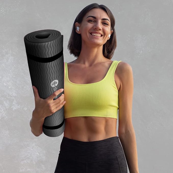 GYMENIST Thick Exercise Yoga Floor Mat Nbr 24 X 71 Inches, Great for Camping Cardio Workout Pilates Gymnastics