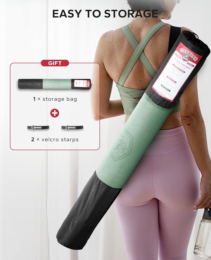 HAPBEAR Extra Large Yoga Mat - 72"x48"x6mm (1/4 inch), Non-Slip, Durable, Thick Wide Exercise Mat for Home Workouts, Yoga, Pilates, Stretching and Cardio Workouts